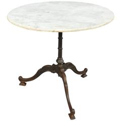 French Bistro Table or Garden Table in Cast Iron and Marble