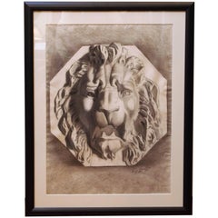 French Academy Drawing of a Lions Head