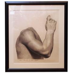 French Academy Drawing of Torso with Arm