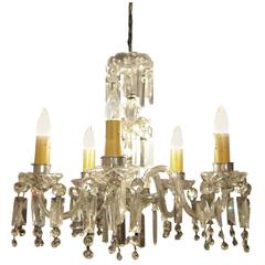 1920s Five-Arm Leaded Crystal Chandelier 2