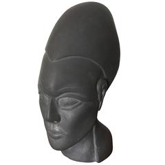 Carved Stone Head in Egyptian Style