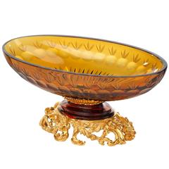 Louis XV Style 24-Karat Gilt Bronze and Bohemian Glass Bowel 'Tazza'