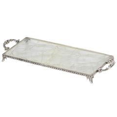 Neoclassical Rock Crystal and Silvered Bronze Tray