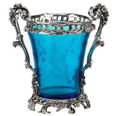 Hermitage Silvered Bronze and Carved Lead Crystal Wine Cooler