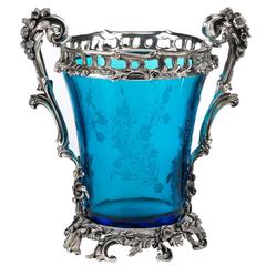 Hermitage Silvered Bronze and Carved Lead Crystal Wine Cooler