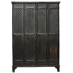 Antique Four Doors Industrial Locker Iron Cabinet by Strafor, 1920s