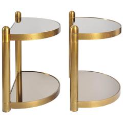 1980s Italian Brass 'Half Moon' Side Tables