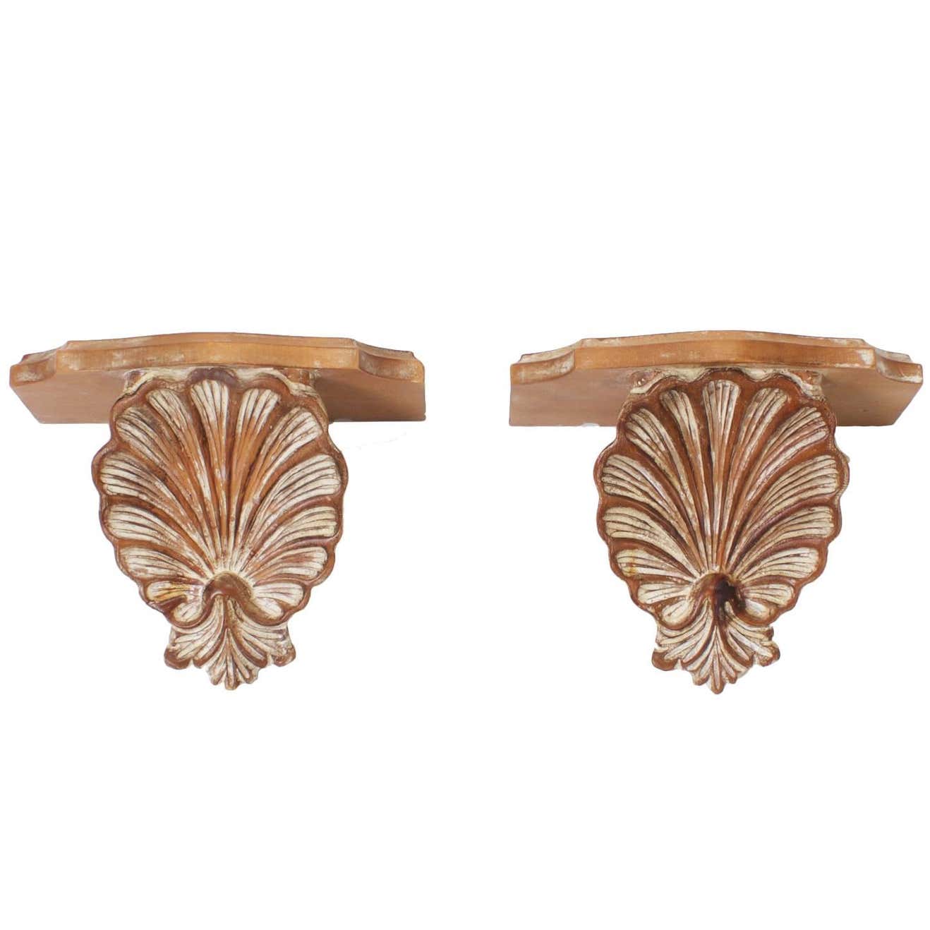 Carved Wood Seashell Brackets at 1stDibs