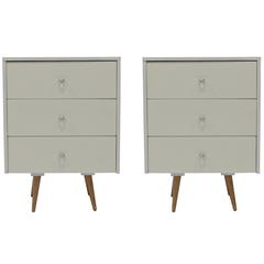 Pair of Nightstands in White Lacquer by Paul McCobb