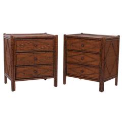 Pair of Mid-Century Faux Bamboo Nightstands
