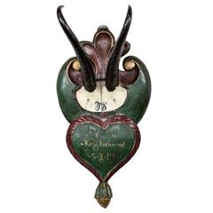 Hand-Painted German Chamois Trophy with Cypher of Wilhelm II, Dated 1931