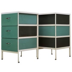 Aqua Green Steel Frame Nightstand Bedside Dresser George Nelson Herman Miller