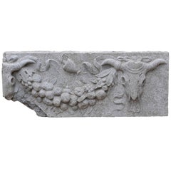 Antique Classical Stone Fragment Depicting Bucranium