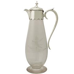 Glass and Sterling Silver-Mounted Claret Jug, Antique Victorian 8