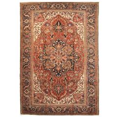 Antique Room Size Persian Heriz Rug