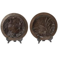 Lovely Pair of Far East Bronze Circular Wall Decoration, circa 1880