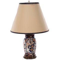19th Century Japanese Imari Ovoid Porcelain Urn Table Lamp with Floral Cartouche