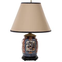 Antique 19th Century Japanese Imari Ovoid Porcelain Urn Table Lamp