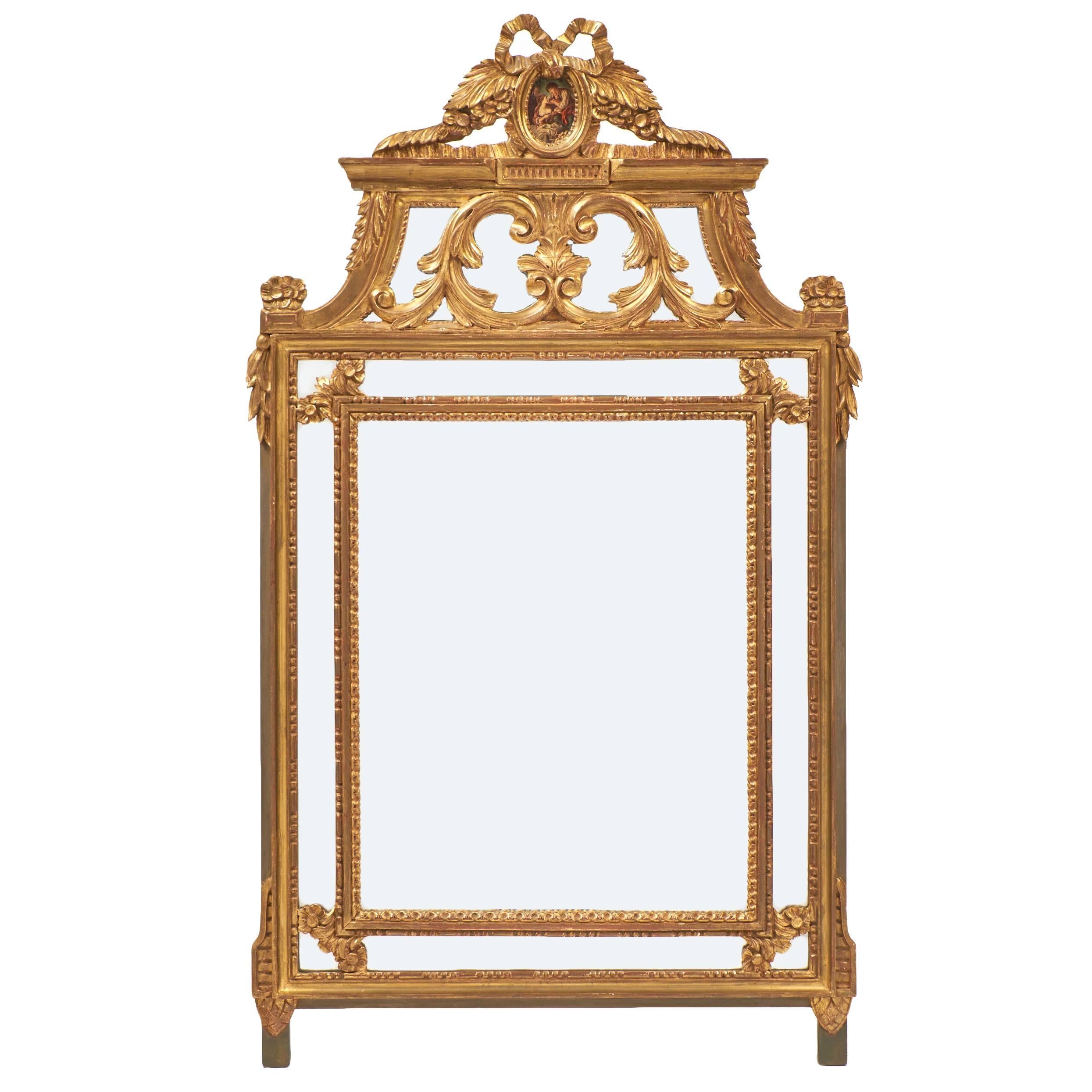 French Louis XVI Gold Leaf Mirror