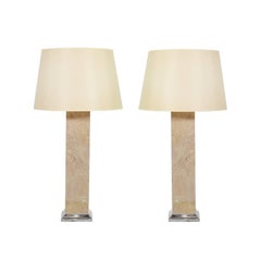 Pair of Travertine Table Lamps, 1950s