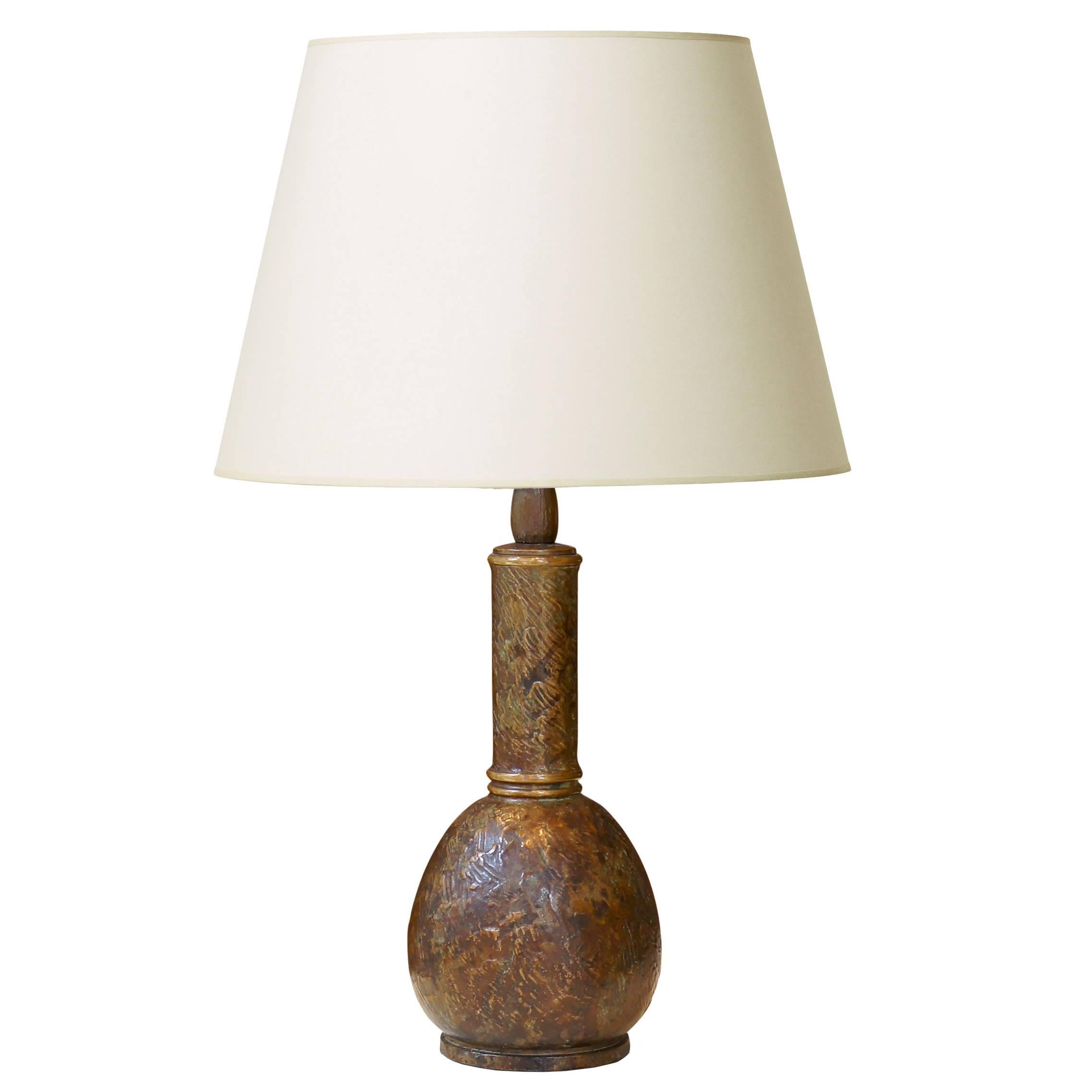 "Antika" Table Lamp Model 645 with Drop Form in Bronze by Evan Jensen For Sale