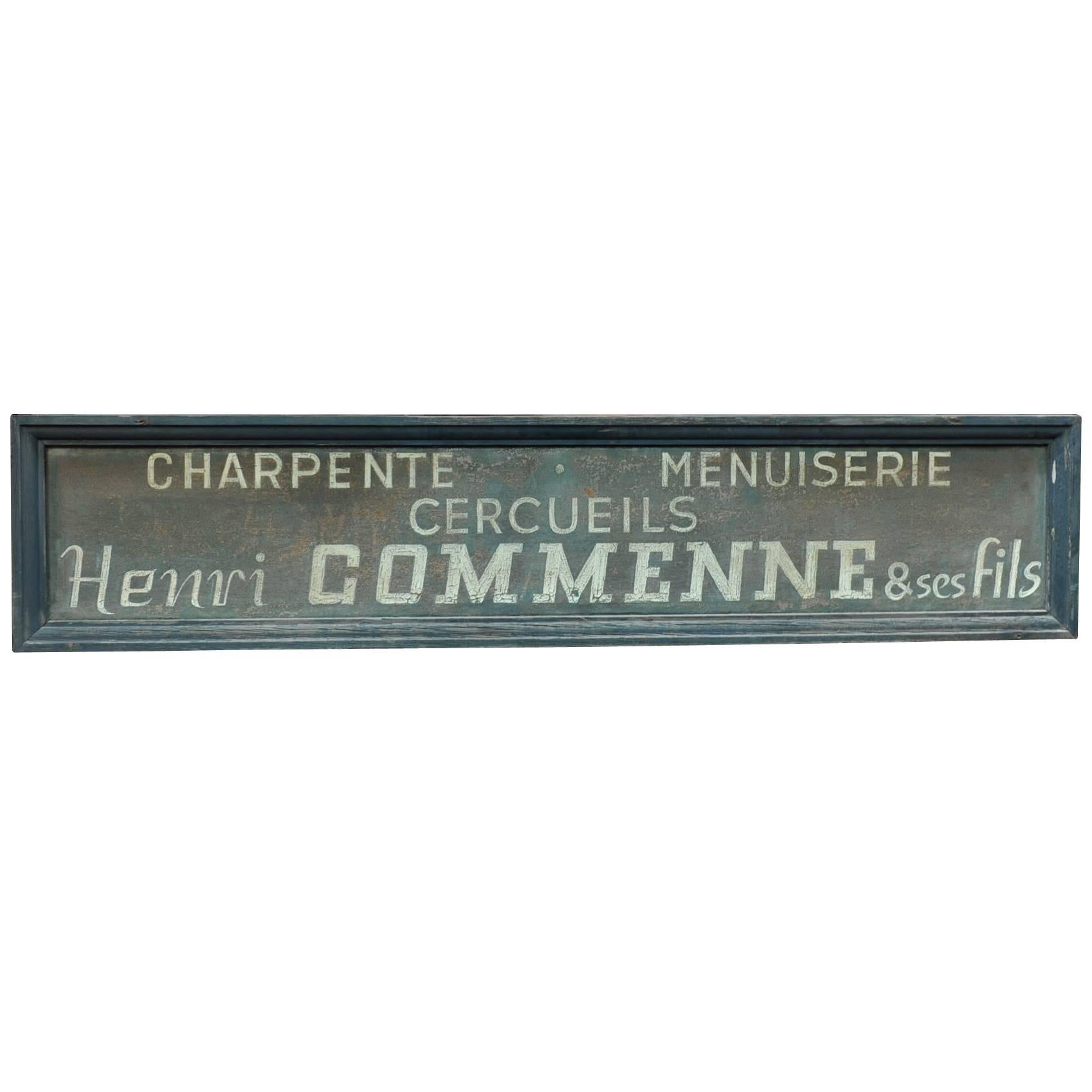 French Carpenter Wood Sign, 1920s