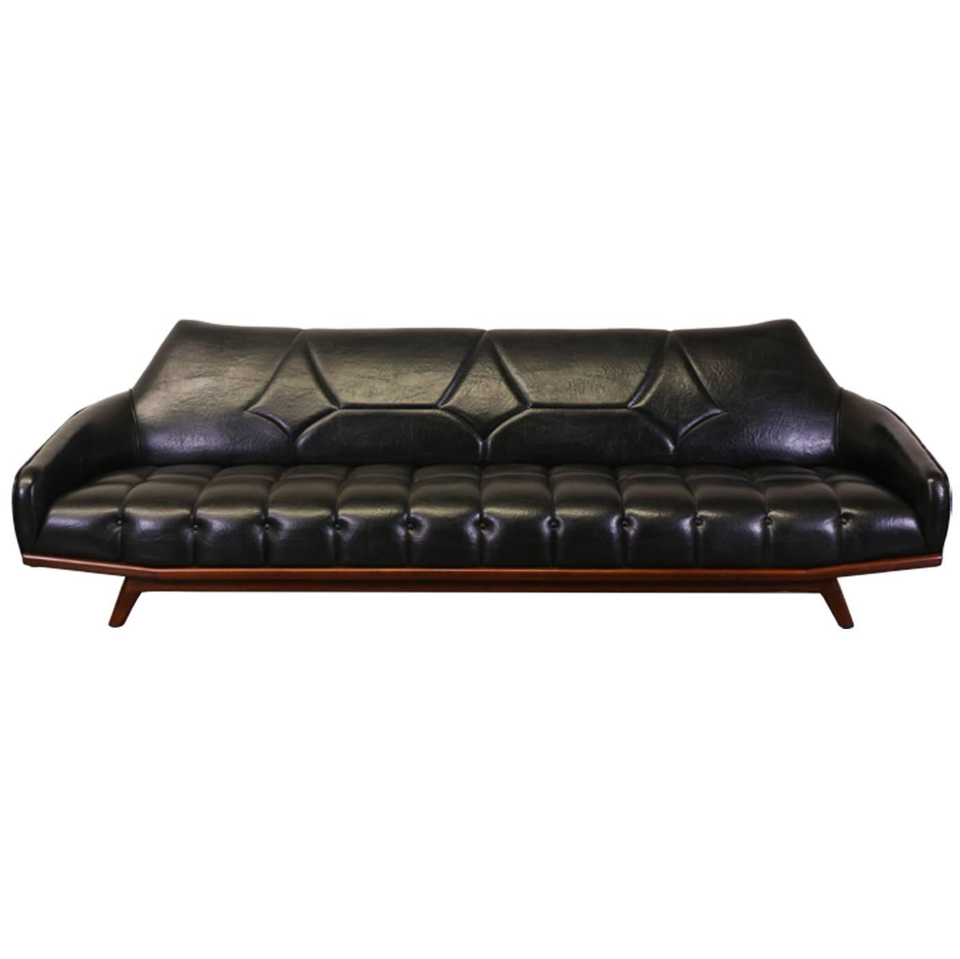 Mid-Century Modern Wing Back Tufted Sofa