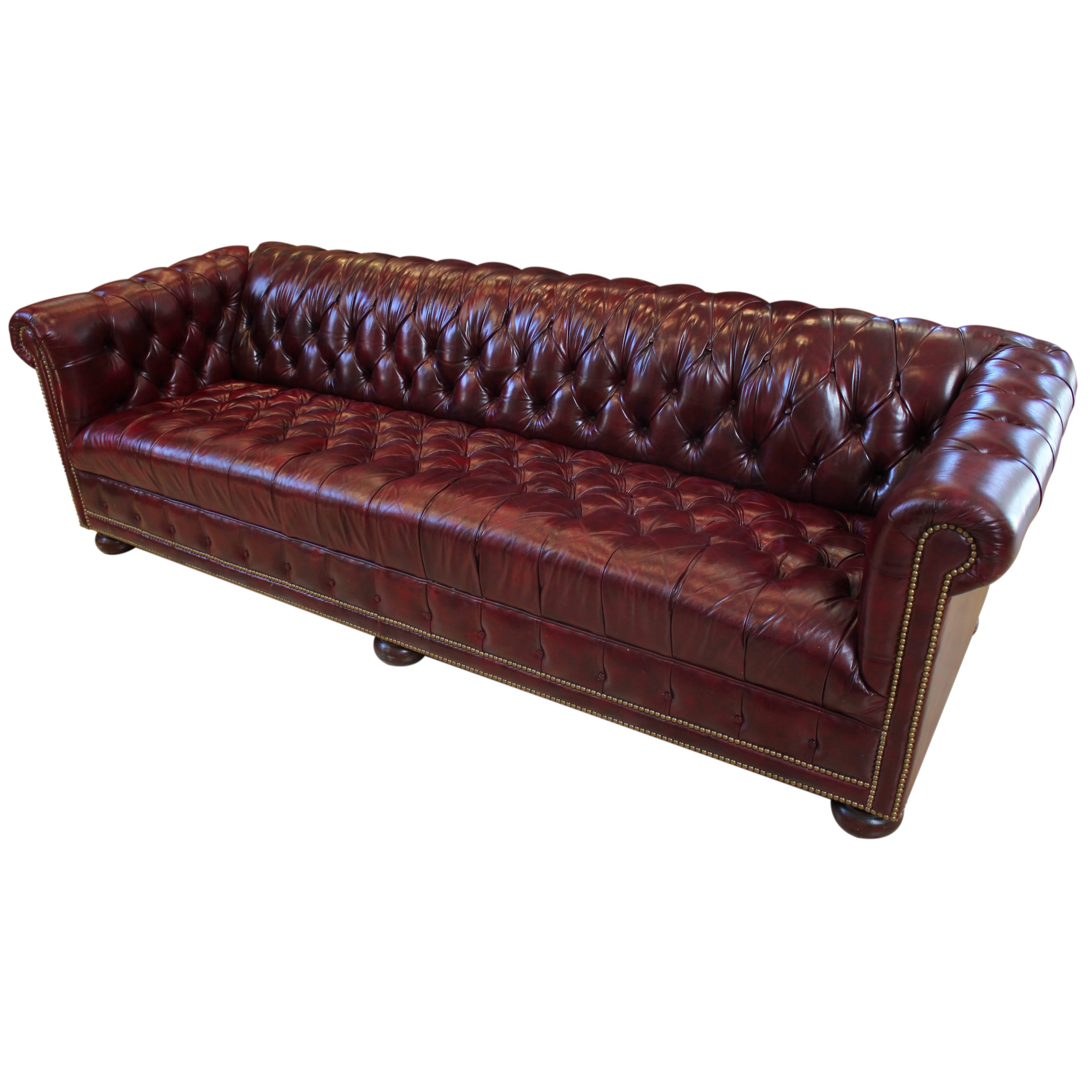 Vintage Tufted Leather 8' Chesterfield Sofa