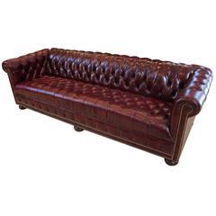 Vintage Tufted Leather 8' Chesterfield Sofa