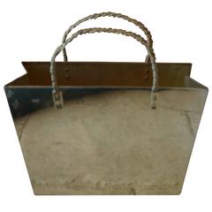 Vintage Italian Brass Shopping Bag Magazine Holder 10