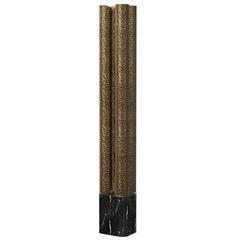 Tuba Floor Lamp in Hammered Aged Brass 3