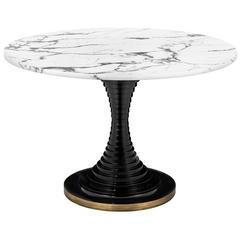 Rings Marble Table with Black Vintage Brass Base