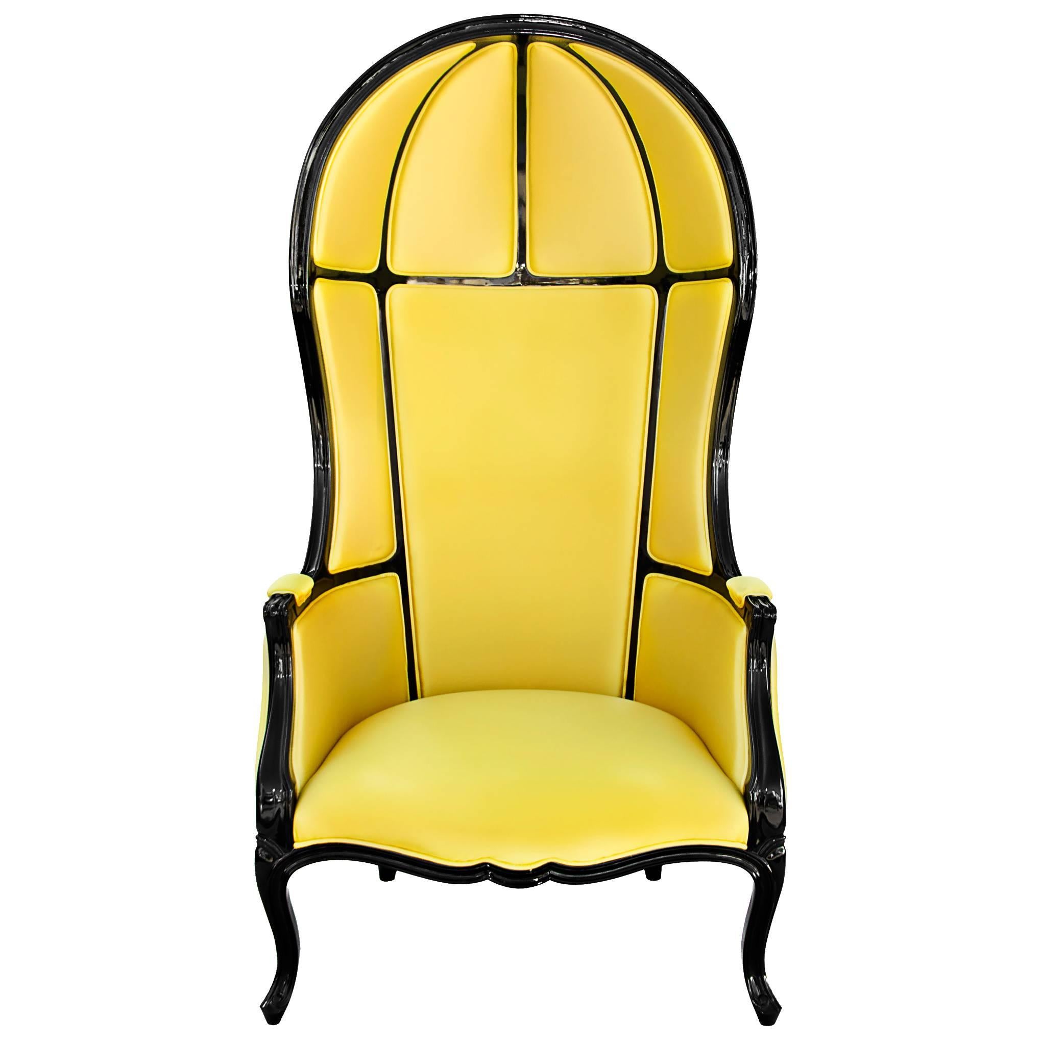 Tresor Armchair in Satinated Cotton and Black Lacquered Structure For Sale