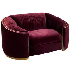 Kingdom One-Seat Sofa in Cotton Velvet and Vintage Brass Base 1