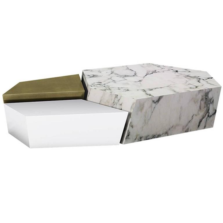 Coffee Table In Marble And Brushed Brass By Cristina Jorge Coffee Table In Marble And Brushed Brass By Cristina Jorge De Carvalho For
