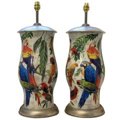 Pair of Hand-Painted Declamania Lamps