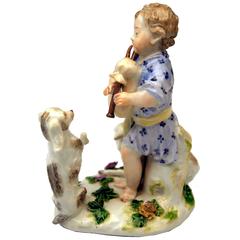 Meissen Lovely Shepherd with Bagpipes Watched by Sheep and Dog, circa 1750 5