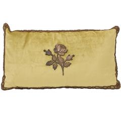 Decorative Pillow Trimmed with Antique Gold Metal Flower 3