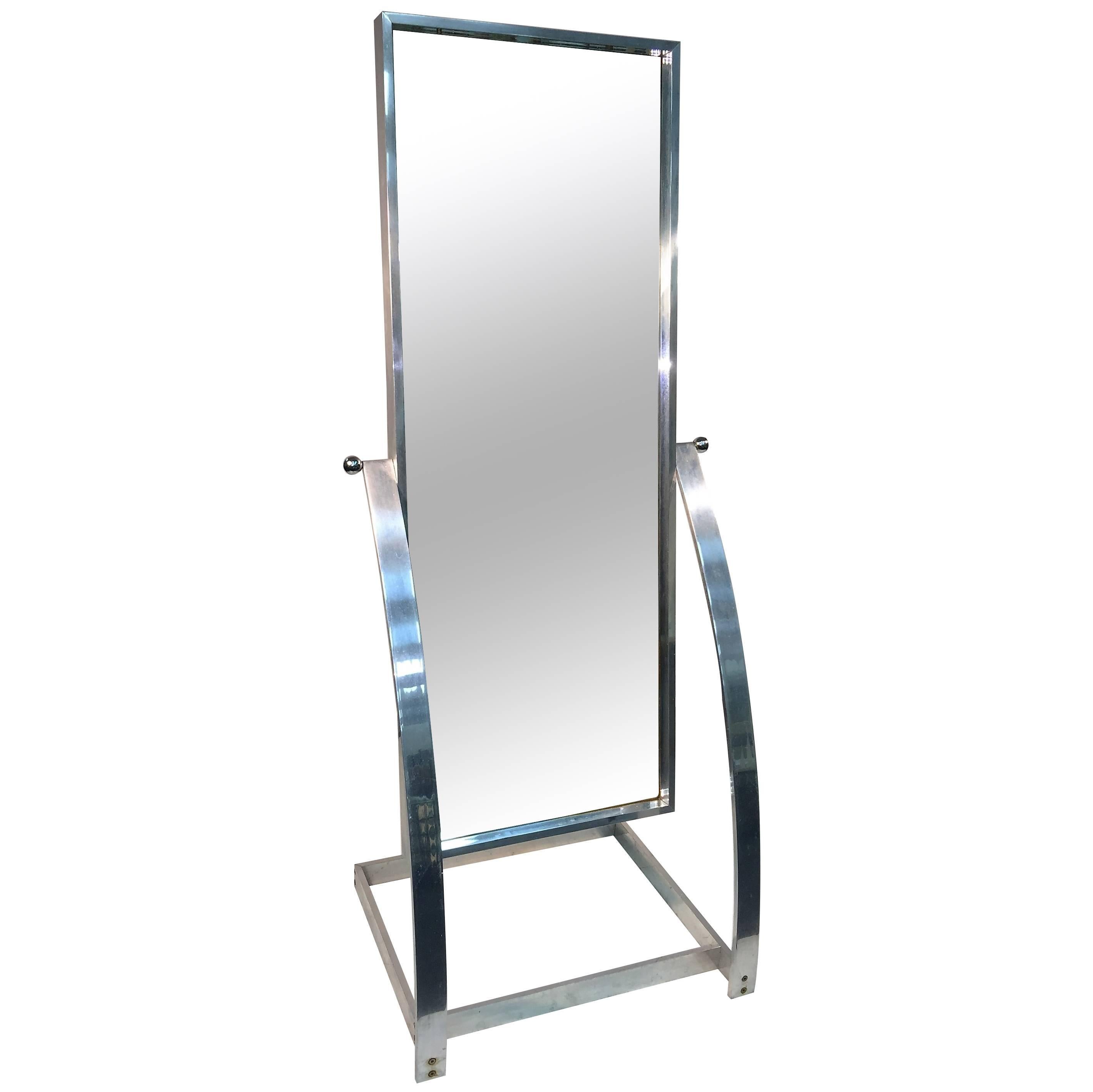   Spectacular Milo Baughman Modernist Full Length Mirror For Sale
