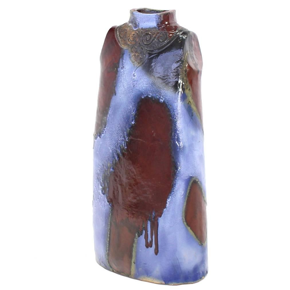 Große hochglanz glasierte, gebrannte Keramik-Vase aus Woma-Torso