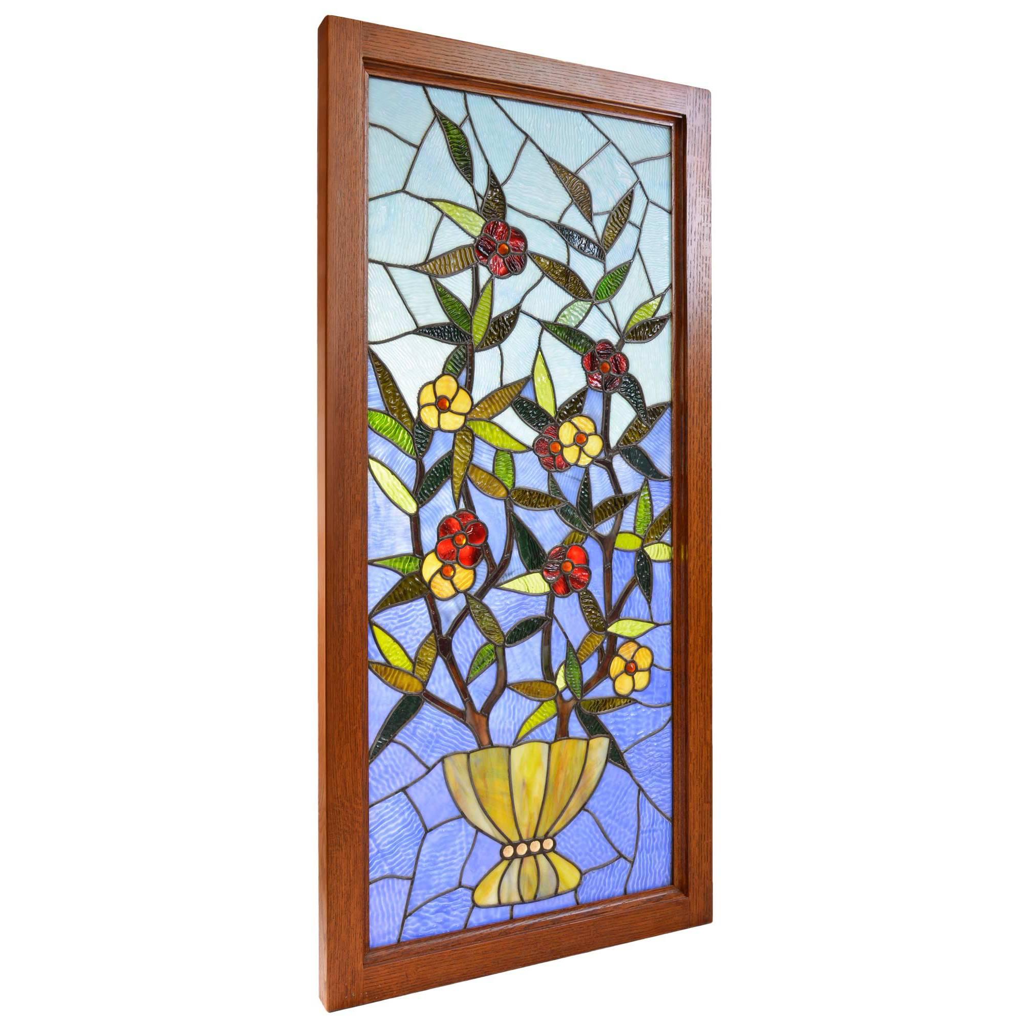 Late 19th Century Stained Glass Floral Bouquet Window