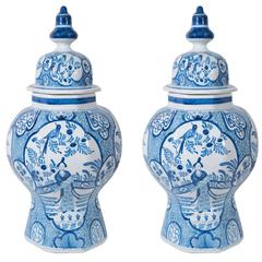 Pair Delft Blue and White Vases