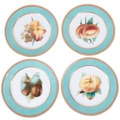 Antique Turquoise Dessert Dishes Showing Fruits