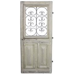 Antique French Oak Front Door with Iron Grills 8