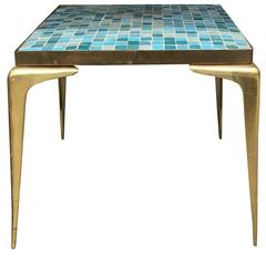 Retro Mid-Century Italian Tile Top Table Attributed to Gio Ponti