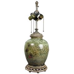 Persian Slivered Bronze-Mounted Table Lamp Possibly Caldwell
