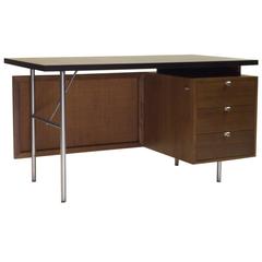 Floating Executive Walnut and Lacquer Desk by George Nelson for Herman Miller