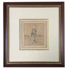 Antique Anglo Indian Watercolor of a Mughal Nobleman