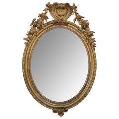 Finely-Carved French Napoleon III Giltwood Mirror with Shell Crest and Garland 12