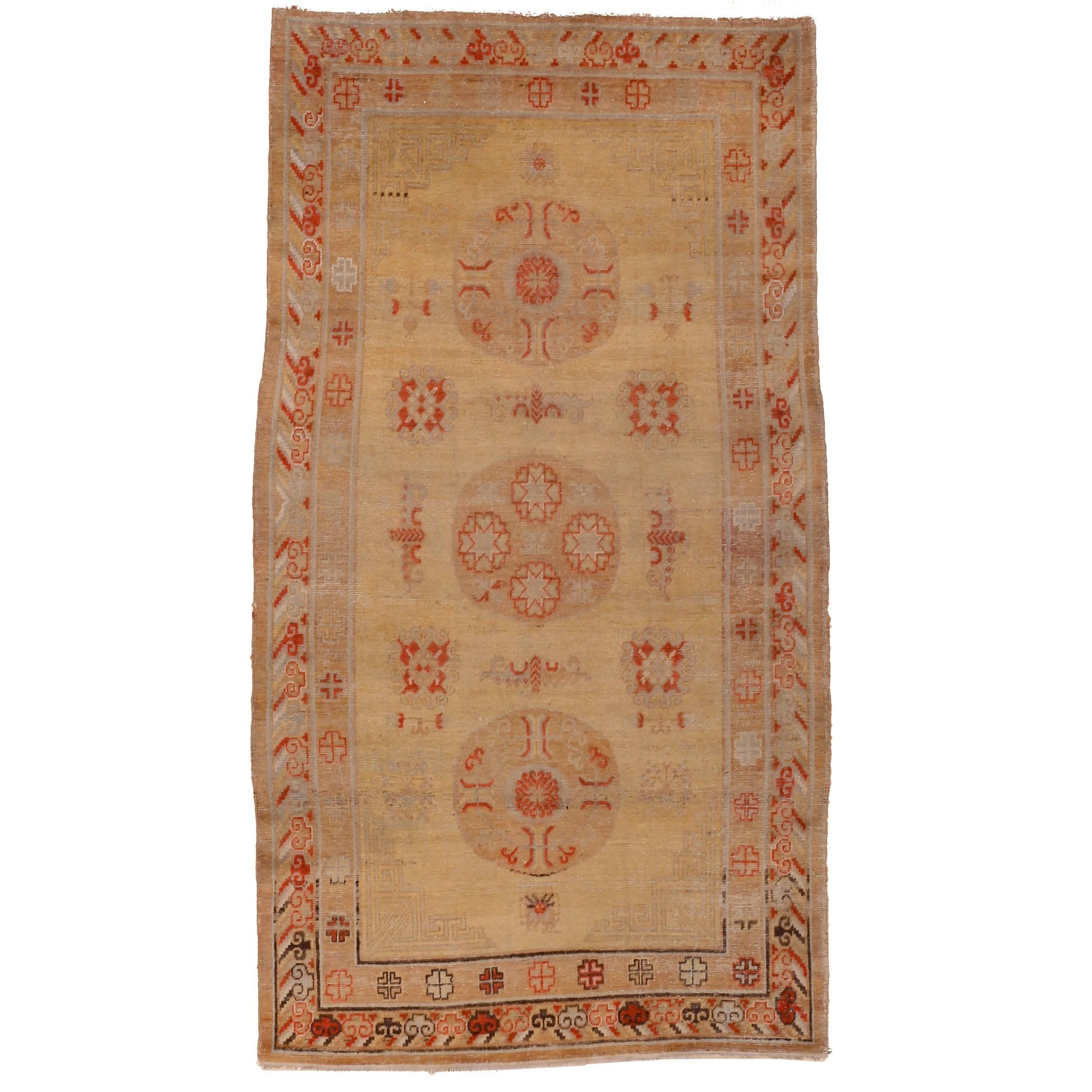Antique Light Yellow Samarkand Rug For Sale
